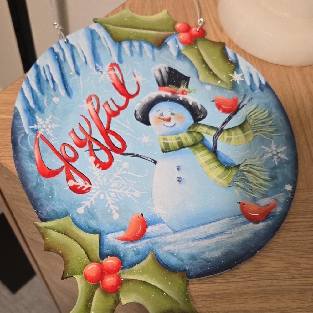 Tole Painted Joyful Snowman